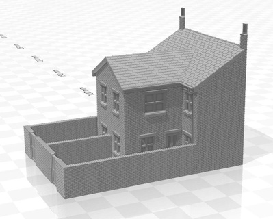 gauge relief rear terraced house storey extension walls gauge scale railway house terrace  3d print model - Mito3D