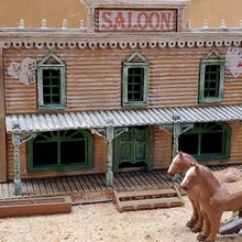 gauge saloon highly detailed western town pioneer ghost steam engine architecture scale railroad model train tool led tester electronic cleaner passenger station depot building lights weathered signal box tower 3d print model - Mito3D