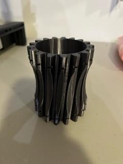 gear 12 oz holder koozie 12oz beer helical stacked gears soda twisted 3d print model - Mito3D