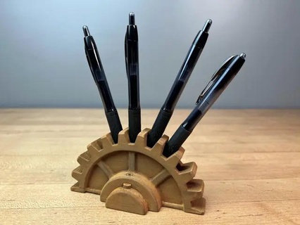 gear desk innovative gear-shaped pen holder stylish organization 3d print model - Mito3D