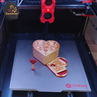 orientato cuore regalo scatola Ingranaggio ingranaggi meccanismo dado meccanico Stampa posto print in place arte gioielleria 3D print model - Mito3D