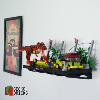 geco mattoni parete montare giurassico parco diorama rex rompere 76956 t trex 3d print model - Mito3D