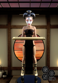 geisha tenendo vassoio Giappone Cina Asia ragazza donna moda anime scultura statua figura figurina Schermo Sushi 3d print model - Mito3D