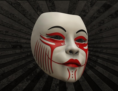 geyşa maske anime 3d Yazdır model Japonya Asya samuray Kostüm oyunu busido Hannya Kabuto oni geiko hayır mempo cadılar bayramı Kadın hayalet Tsushima ülkeler kostüm 3d print model - Mito3D