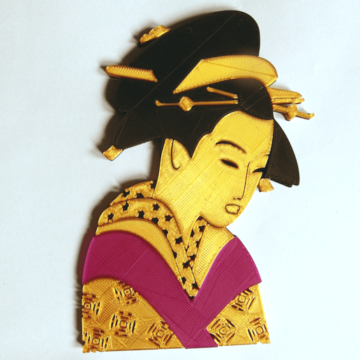 geisha ergänzen Kunst Dekoration Wand-Dekoration 3D print model - Mito3D