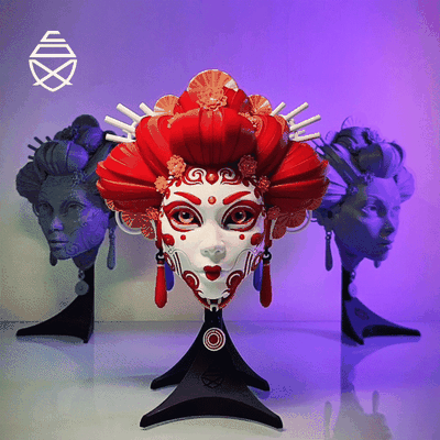 geyşa duvar maske ev dekor pipo sanat heykel felipe morillalar 3d print model - Mito3D