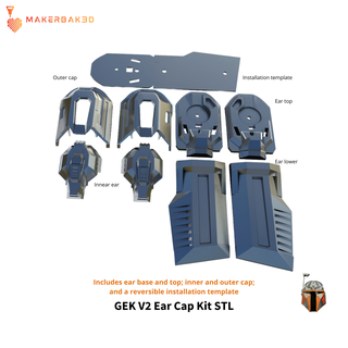louco v2 capacete orelha kit stl mandaloriano Tampão ouvido gunny acessório mod boné 3d print model - Mito3D
