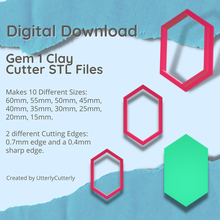 Juwel Lehm Cutter Kristall stl Digital Datei download 10 Größen 2 Versionen Ohrring Polymer 3d print model - Mito3D