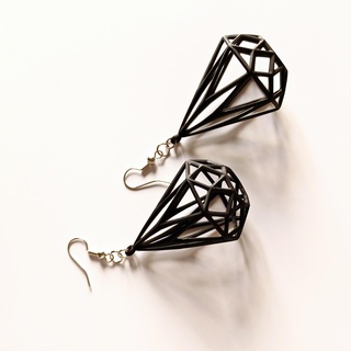 gemma wireframe orecchino orecchini dichiarazione gioielleria geometrico forme geometria moda gemme costruzione scheletro 3d print model - Mito3D