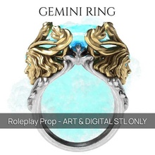 gemini ring - d&d prop presupported 3d print model - Mito3D