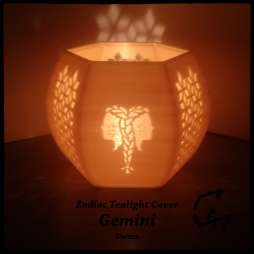 ikizler burcu tealight örtmek kılıf Burç tealight_holder Fener c47 gölgelendirici mum parlamak dekorasyon ay zodyak burç şarkı söyle konteyner tealight_cover Candle_cover Didymoi İkizler 3D print model - Mito3D