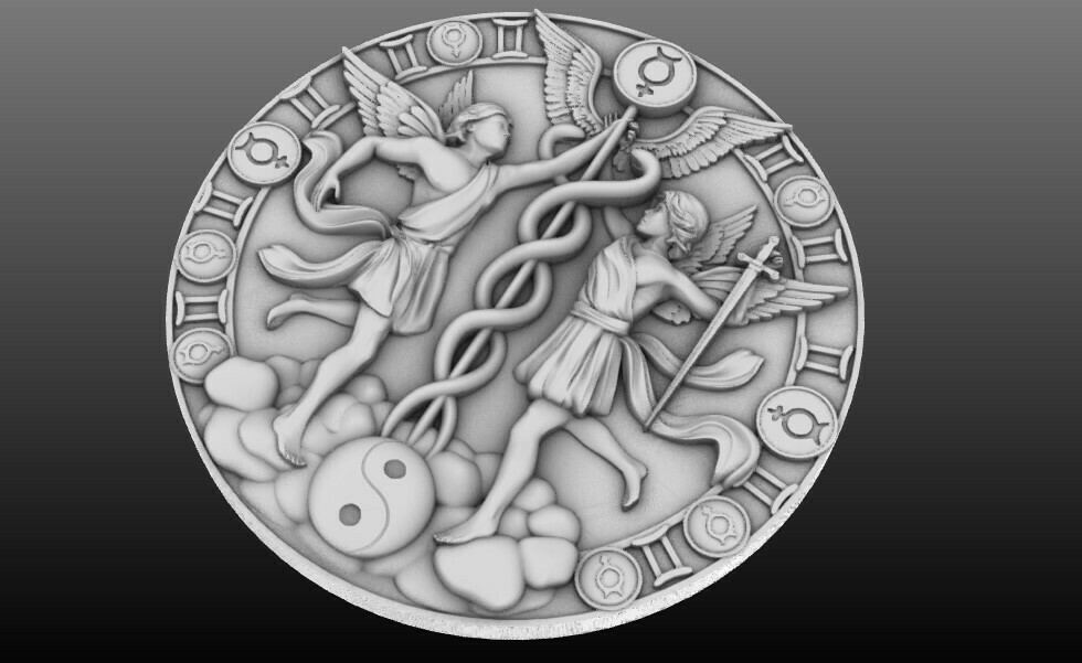 gemini zodiac medallion 3d jewelry pendants pendant cancer aquarius aries silver gold pisces capricorn libra horoscope zodiacsigns symbol astrology taurus sagittarius 3D print model - Mito3D