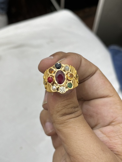 gemstone ring 3d jewelry ruby yellow sapphire blue-sapphire emerald diamond pearl precious-red-coral hessonite-garnet chrysoberyl-cats eye 3d print model - Mito3D
