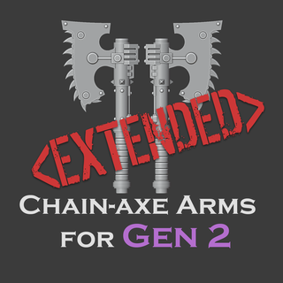gen 2 chain-axe arms extended miniature tabletop war hammer horus heresy 30k space marine assault chain weapon axe ripper 3d print model - Mito3D
