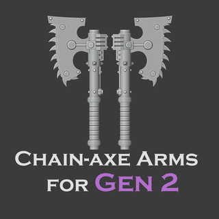 gen 2 chain-axe arms miniature tabletop war hammer horus heresy 30k space marine assault chain weapon axe ripper 3d print model - Mito3D