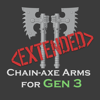 gen 3 chain-axe arms extended miniature tabletop war hammer horus heresy 30k space marine assault chain weapon axe ripper 3d print model - Mito3D