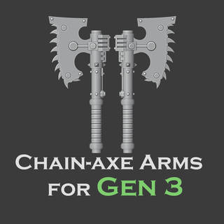 gen 3 chain-axe arms miniature tabletop war hammer horus heresy 30k space marine assault chain weapon axe ripper 3d print model - Mito3D