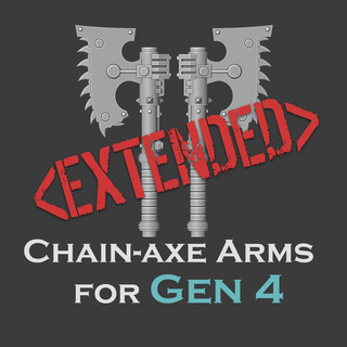 gen 4 chain-axe arms extended miniature tabletop war hammer horus heresy 30k space marine assault chain weapon axe ripper 3d print model - Mito3D
