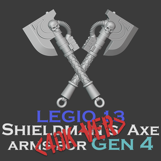 gen 4 legio 13 shieldman's axe arms ver 40000 miniature tabletop war hammer horus heresy 30k space marine mk4 oldhammer retrohammer ultra marines breacher combat shield power 3d print model - Mito3D