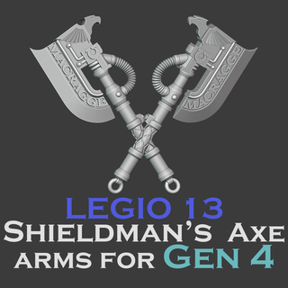 gen 4 legio 13 shieldman's axe arms Game miniature tabletop war hammer horus heresy 30k space marine mk4 oldhammer retrohammer ultra marines breacher combat shield power 3d print model - Mito3D