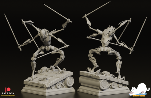 general grave impresión figura figurilla miniatura 3dprint generalgrievous guerra Galaxias resinprint 3d print model - Mito3D