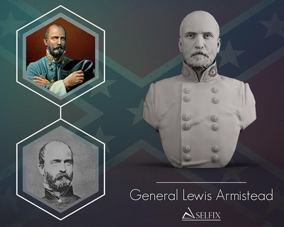 general Luis Armistead busto escultura 3d impresión modelo Germán Arte retrato estatua hombre esculturas americano civil guerra confederado 3d print model - Mito3D