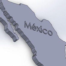 genel harita Meksika adı rahatlama gadget coğrafya ülke göster 3d print model - Mito3D