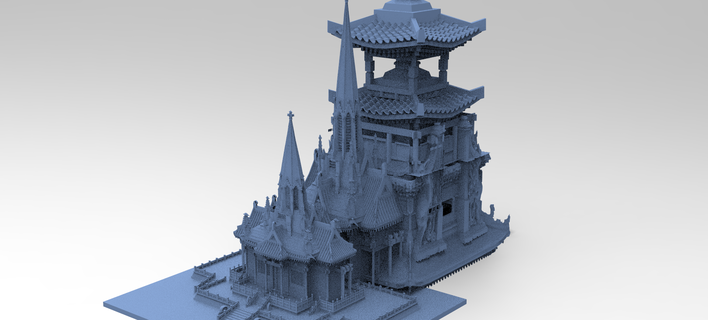 Allgemeines Kriegsherren Tempel 1 mittelalterlich industriell Halloween Grusel architektonisch Gebäude Ruine uralt Fantasie Statue Dracula vlad Dom Brücke Brücken Samurai Japan 3d print model - Mito3D