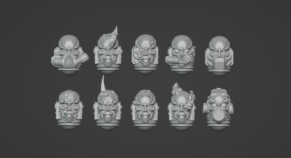 generally chaosy bare heads pack 1 3d print model - Mito3D