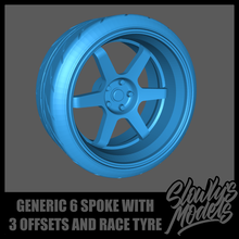 generic 6spoke 3 offsets race tyre 3d print model - Mito3D