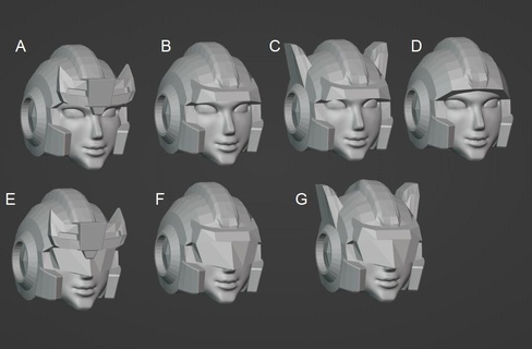 generic female transformers heads head 3d print model - Mito3D