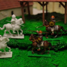 generic swordnboard 28mm cavalry game scale infantry saxon soldier viking wargame wargaming 3d print model - Mito3D