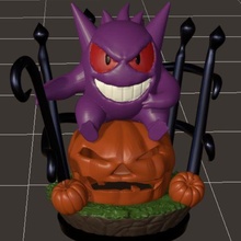 gengar Halloween gioco pok lun anime fantasma zucca terrore 3d print model - Mito3D