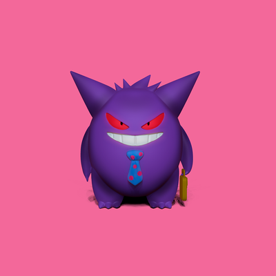 gengar escritório feliz jogos pokémon meme 3d print model - Mito3D