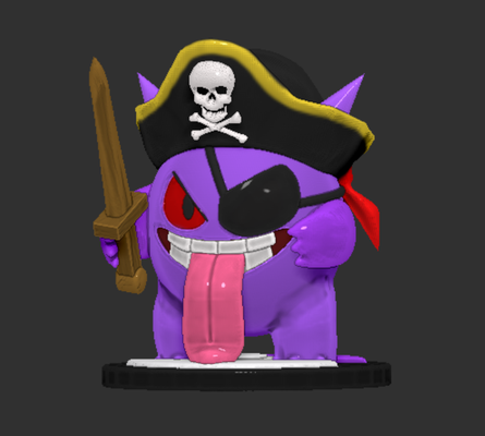 gengar pirate jeu pok lun pikachu cendre gastly hanter pokémon 3d print model - Mito3D