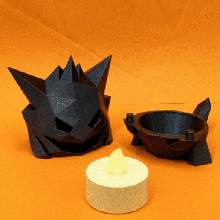 gengar spooky low poly pokemon decoration home jack-o-lantern go pokemongo kids ikeahacks ikea led night light candle pumpkin faceted stl lowpoly low-poly assembly easy snap halloween 3d print model - Mito3D