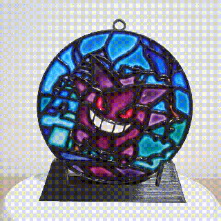 gengar stained glass pok mon fire red gastly haunter frame painting ash go 3d print model - Mito3D