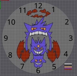 gengar triple pared reloj pokemon gengar reloj 3d print model - Mito3D