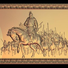 genghis khan warrior horse fight scene art 3d print model - Mito3D