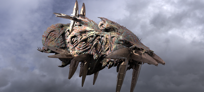 genma zeppelin 5 4 3d tiled texture basic color materials mast metal shader spikes 3d print model - Mito3D