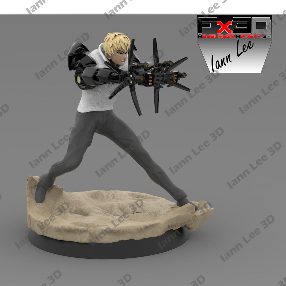 Genos Schießen Waffen schlagen Anime Cyborg Roboter Saitama Sammlung 3D print model - Mito3D