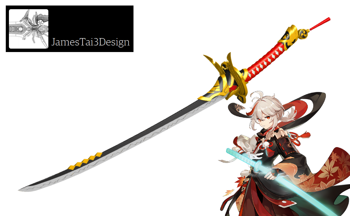 genshin impact - bafuku 3d model stl file bafuku beta sword genshin impact kazuha cosplay prop  3D print model - Mito3D