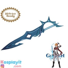 genshin impatto childe tartaglia single spada digitale 3d modello file diviso stampa cosplay gioco doppia infantile 3d print model - Mito3D