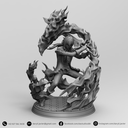 genshin impatto diluc gioco genshinimpact ragazzo carina pirotecnico Mihoyo anime stampa 3dprint paimon ambra venti beidou childe zhongli Barbara teyvat modello scultura 3D print model - Mito3D