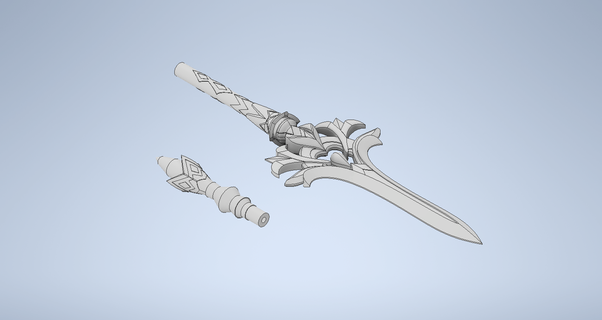 genshin impact - rightful reward genshin impact fontaine toy cosplay spear spearhead pommel cosplay prop  3d print model - Mito3D
