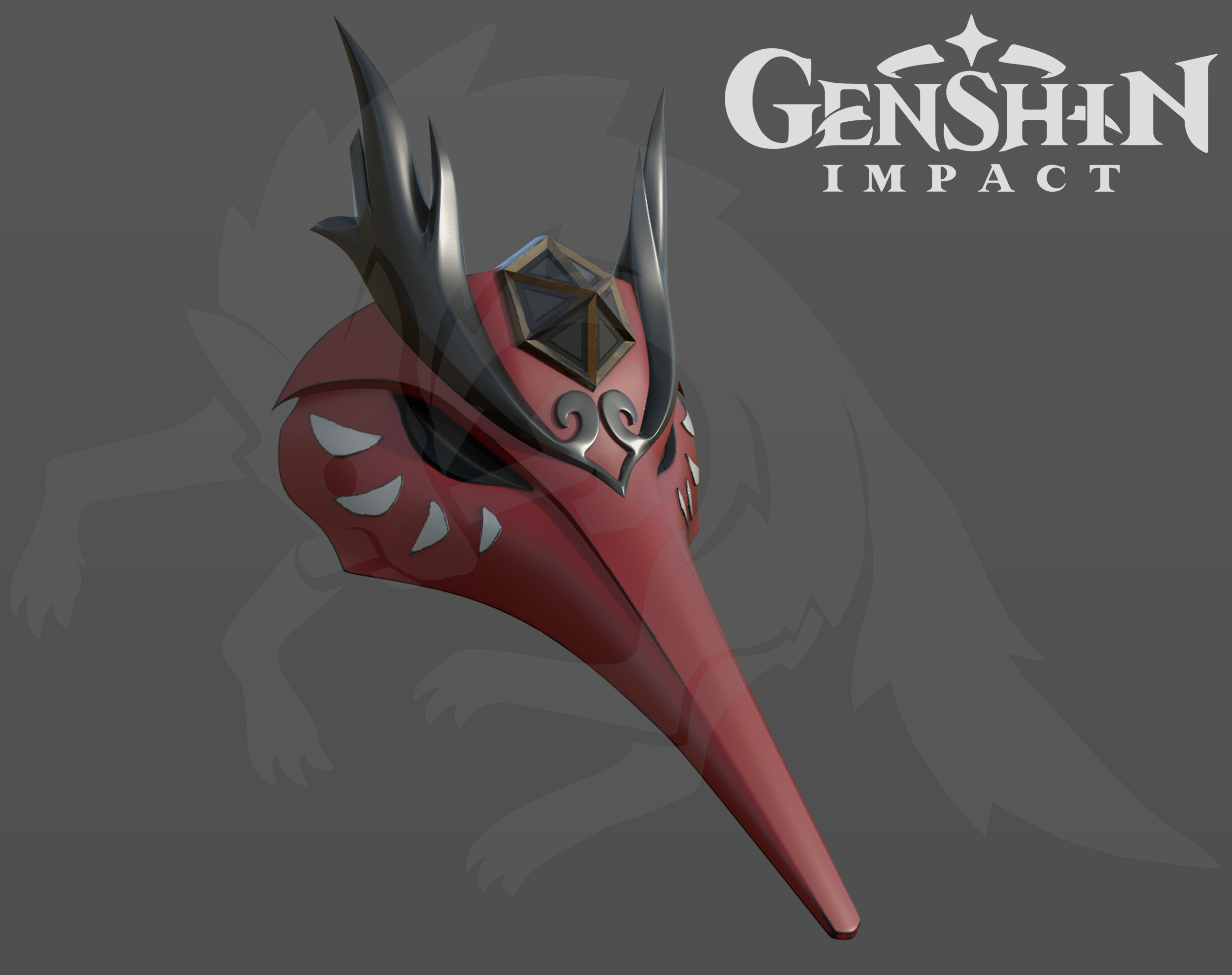 Genshin impacto 3d modelo Kujou Sara mascarar acessório cosplay Genshinimpact 3D print model - Mito3D