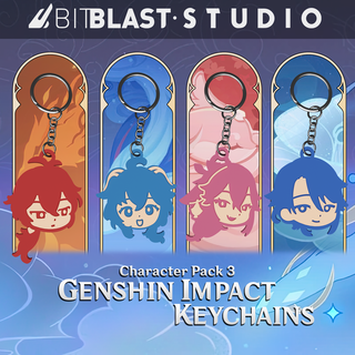 genshin impact character pack 3 keychains keychain key ring diluc ganyu yae miko ayato kamisato 3d print model - Mito3D