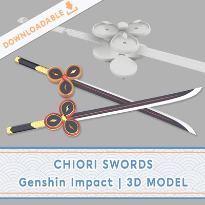 genshin impacto chiori 39 s espadas 3d modelo arquivo katana linho linha adereços lâmina cosplay traje 3d print model - Mito3D