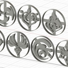genshin impact set 7 height cookie cutters architecture mihoyo geo anemo electro dendro hydro pyro cryo anime sleeve wall clock video game gamer 3d print model - Mito3D