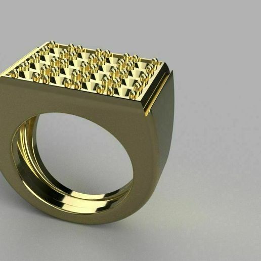 gents 16 diamond ring silver gold platinum 3D print model - Mito3D